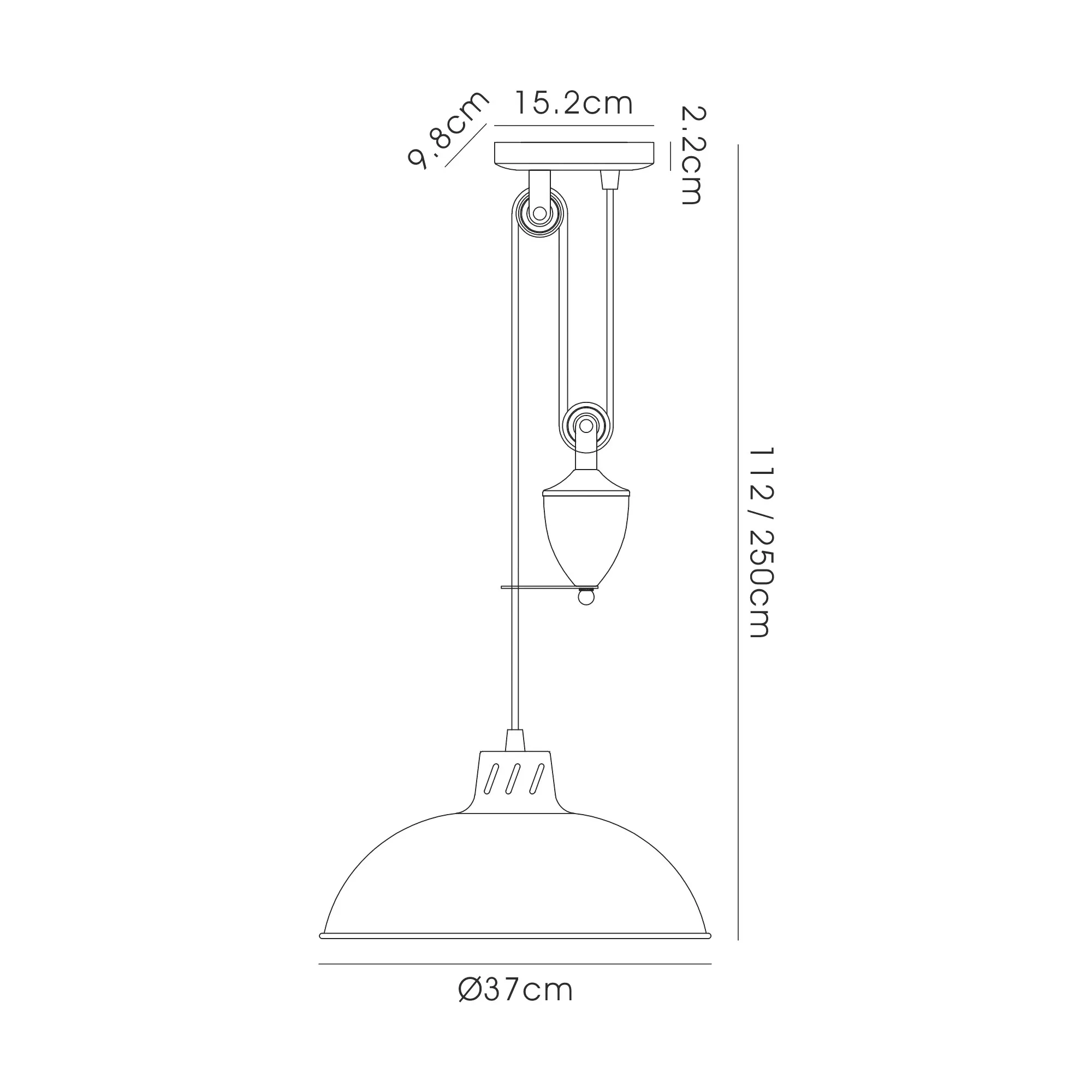 Wellington Pulley System Pendant 1 Light Matt White D0151  Deco Wellington